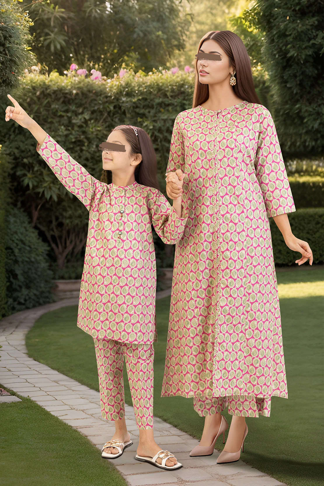 SAYA's Printed Cambric Stitched Mom And Daughter - Image 2