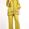 Solid Embroidered Dobby Crepe Stitched 2 Piece (Shirt/Trouser)