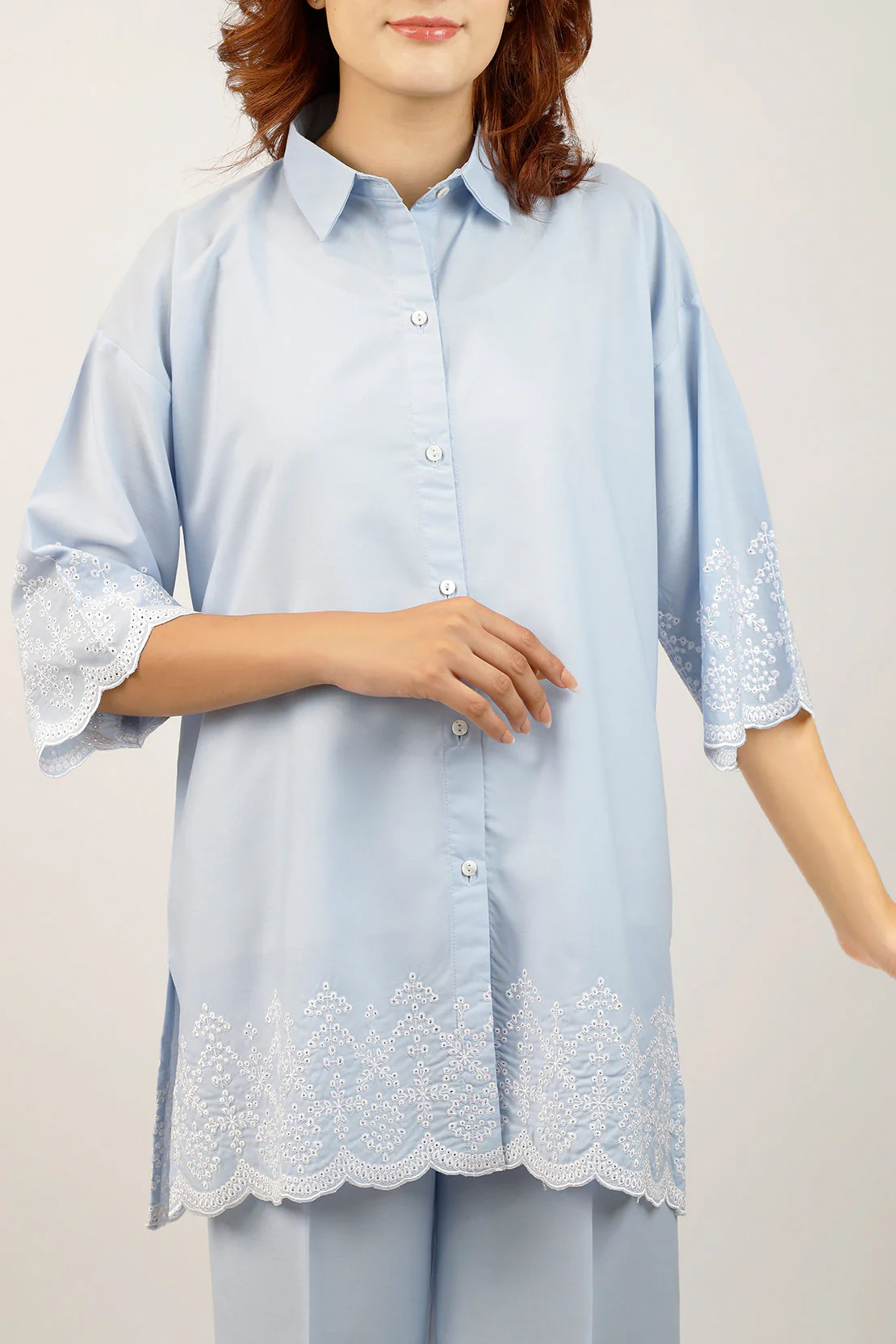 Solid Embroidered Polyester Stitched 2 Piece (Shirt/Trouser) - Image 3