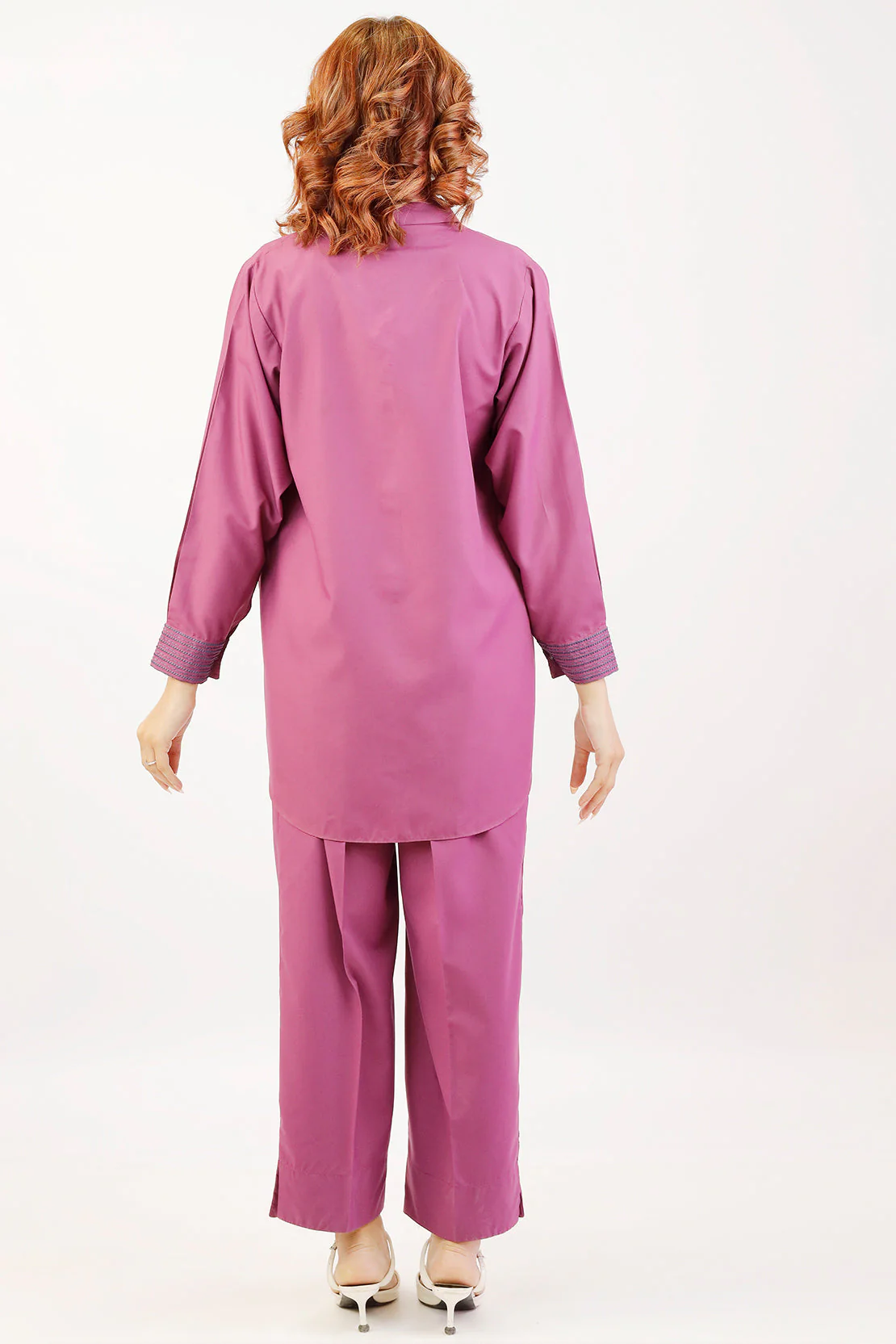 Solid Embroidered Polyester Stitched 2 Piece (Shirt/Trouser) - Image 2