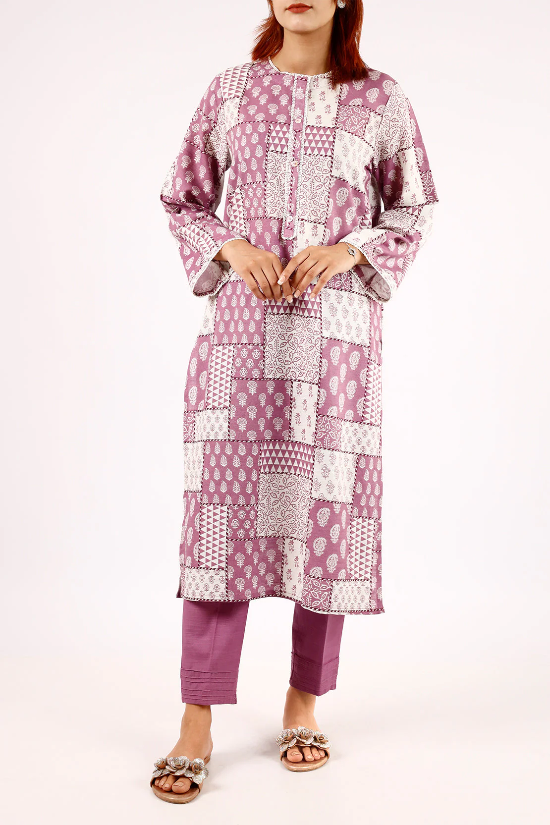 Printed Khaddar Stitched 2 Piece (Shirt/Trouser) - Image 2