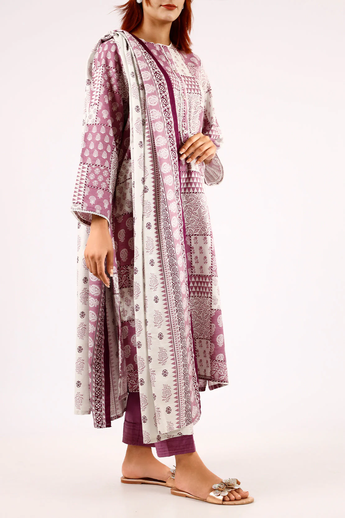 Printed Khaddar Stitched 2 Piece (Shirt/Trouser) - Image 3