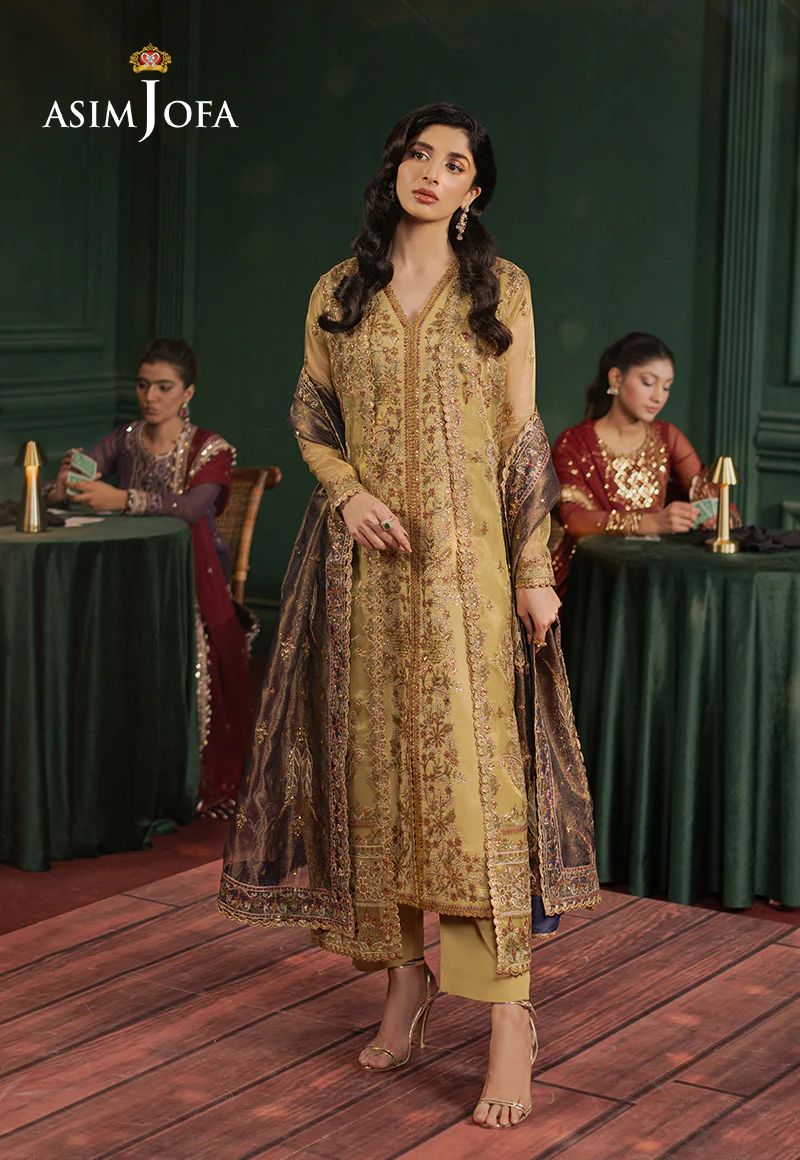 AJPF-26 EMBROIDERED ZARI NET 3 PCS - Image 3