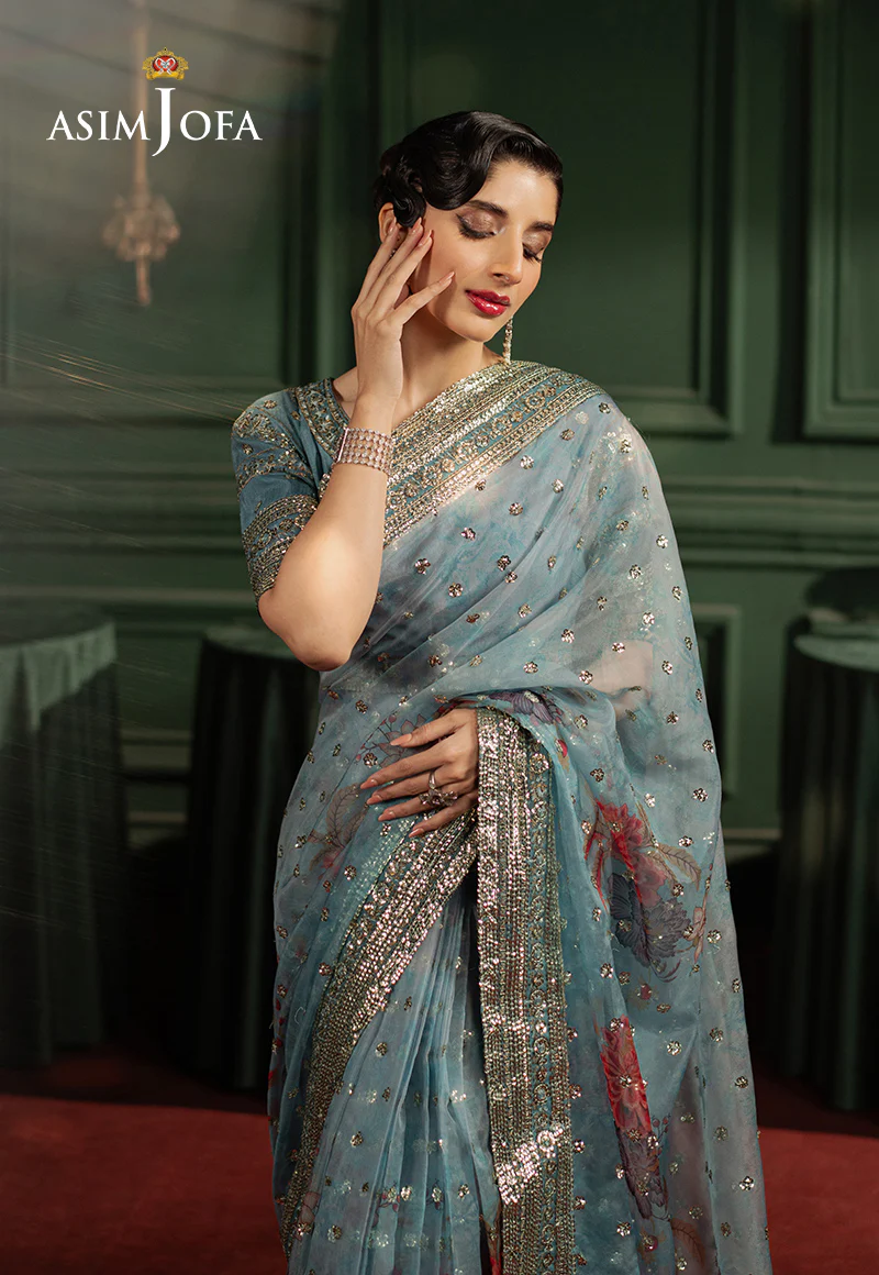 AJPF-27 PRINTED EMBROIDERED SAREE 2 PCS - Image 2