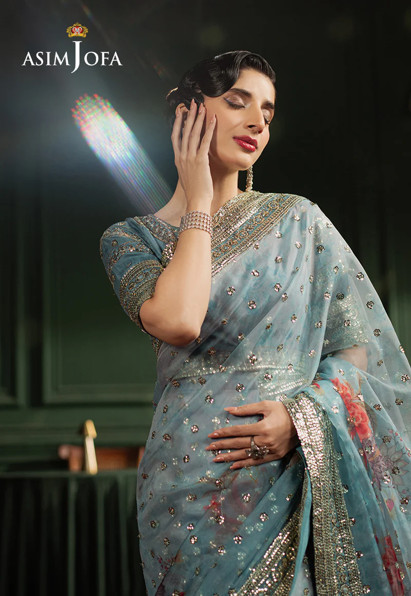 AJPF-27 PRINTED EMBROIDERED SAREE 2 PCS - Image 3