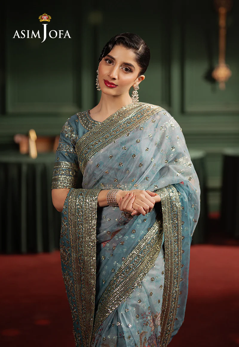 AJPF-27 PRINTED EMBROIDERED SAREE 2 PCS - Image 4