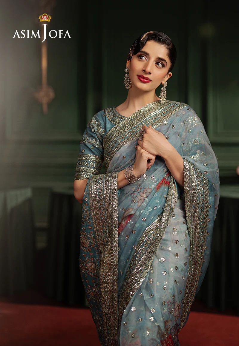 AJPF-27 PRINTED EMBROIDERED SAREE 2 PCS - Image 6