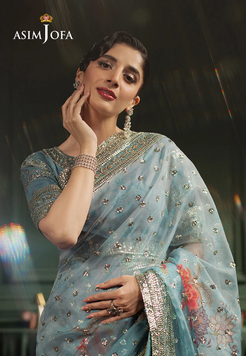 AJPF-27 PRINTED EMBROIDERED SAREE 2 PCS - Image 7