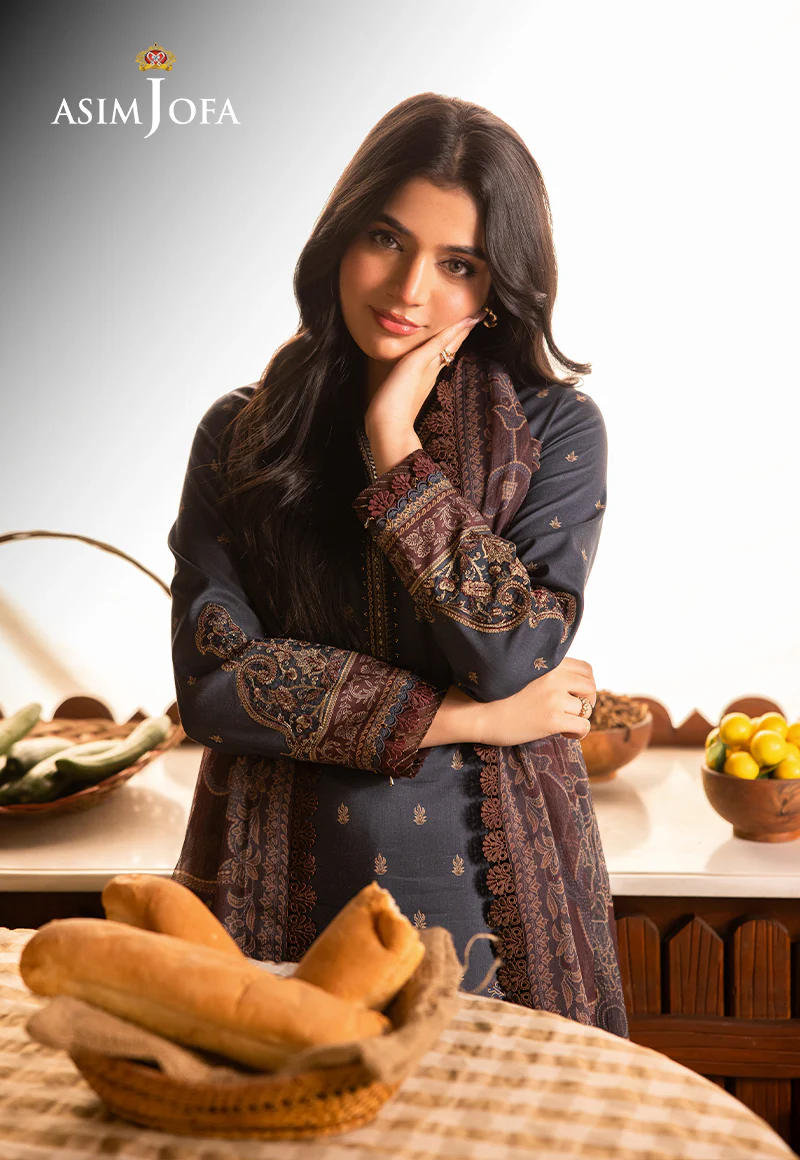 AJUBJ-04 PRINTED EMBROIDERED LAWN 3 PC - Image 7