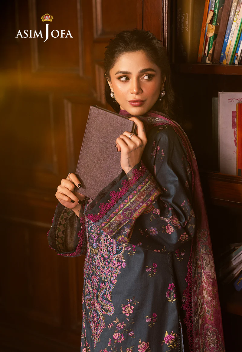 AJUBJ-05 PRINTED EMBROIDERED LAWN 3 PC - Image 10