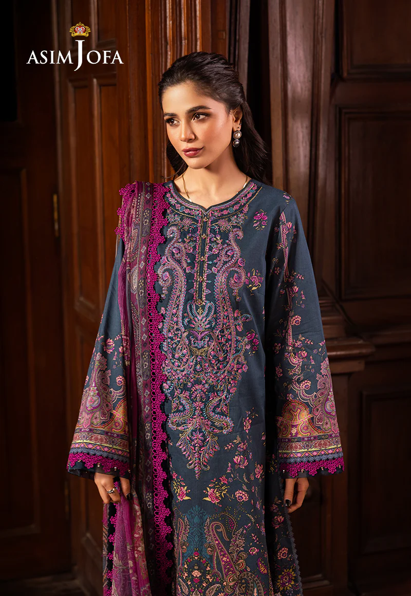 AJUBJ-05 PRINTED EMBROIDERED LAWN 3 PC - Image 3