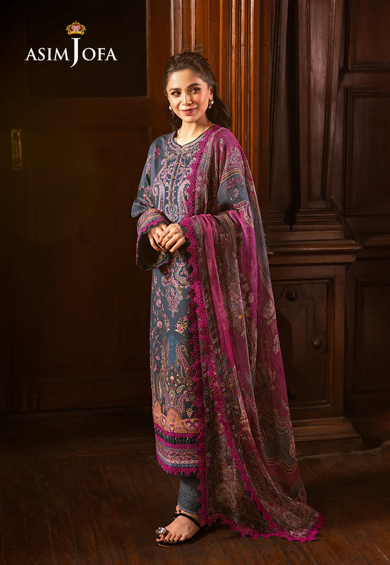 AJUBJ-05 PRINTED EMBROIDERED LAWN 3 PC - Image 4