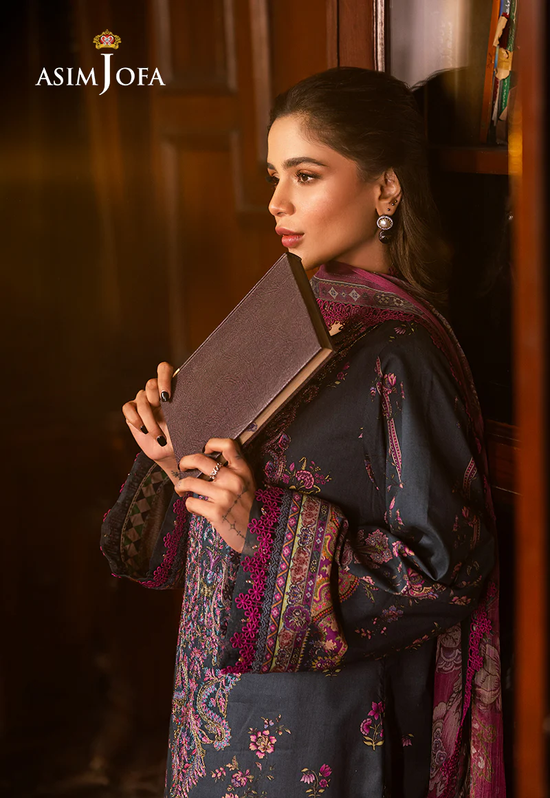 AJUBJ-05 PRINTED EMBROIDERED LAWN 3 PC - Image 9