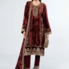 3 Piece Embroidered Velvet Suit | SF-W24-14