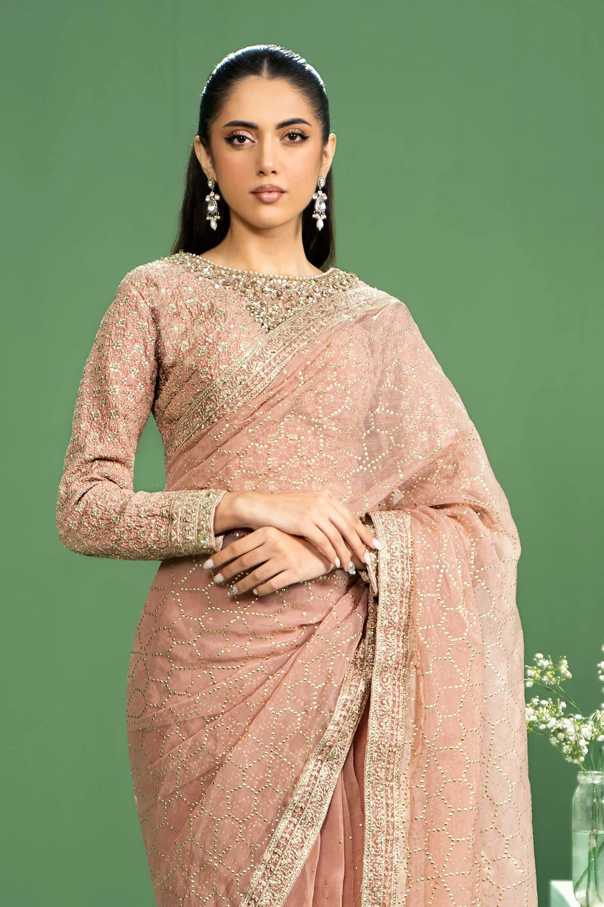 3 Piece Embroidered Raw Silk Suit | SF-W24-15 - Image 2
