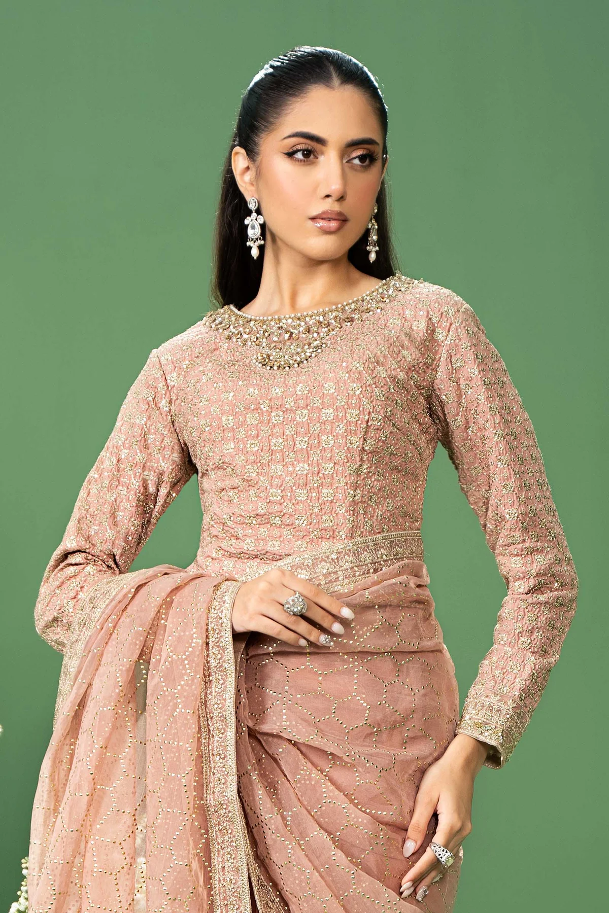 3 Piece Embroidered Raw Silk Suit | SF-W24-15 - Image 3