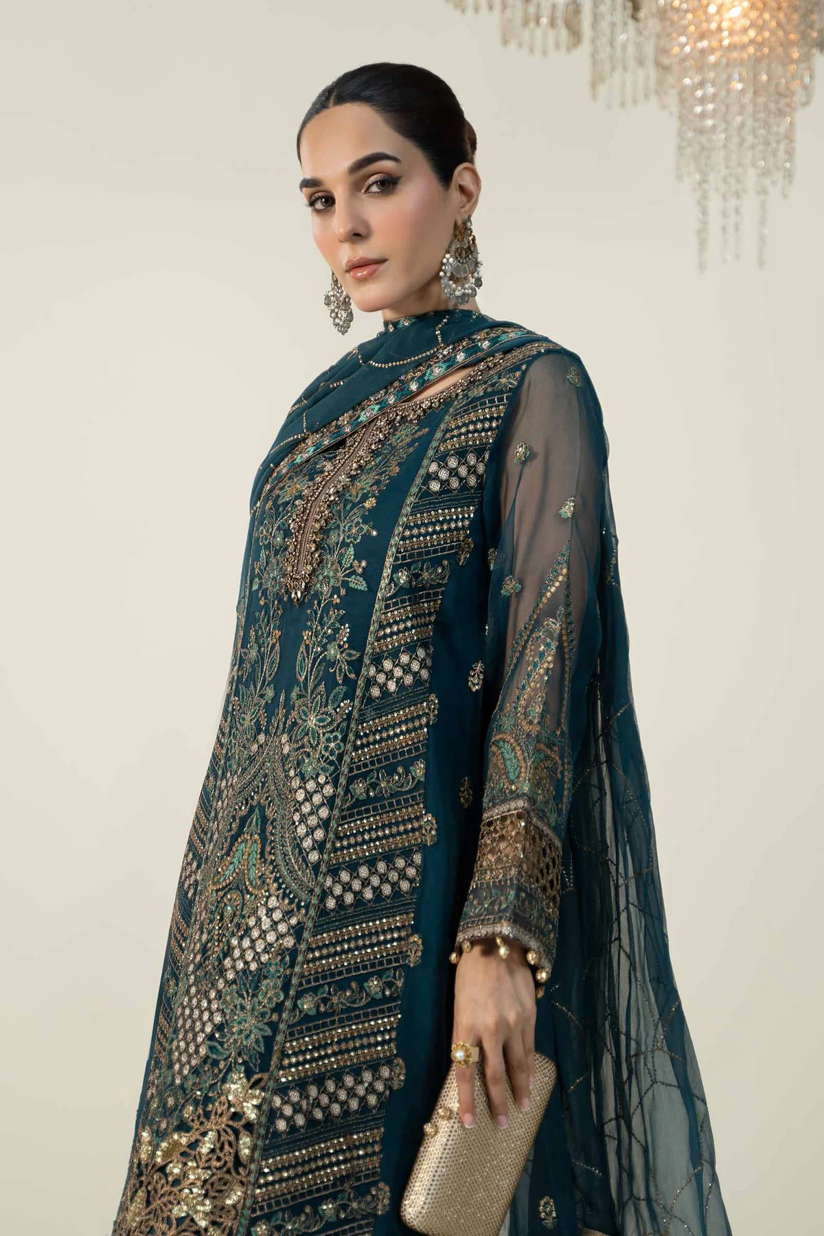 3 Piece Embroidered Organza Suit | SF-W24-18 - Image 2