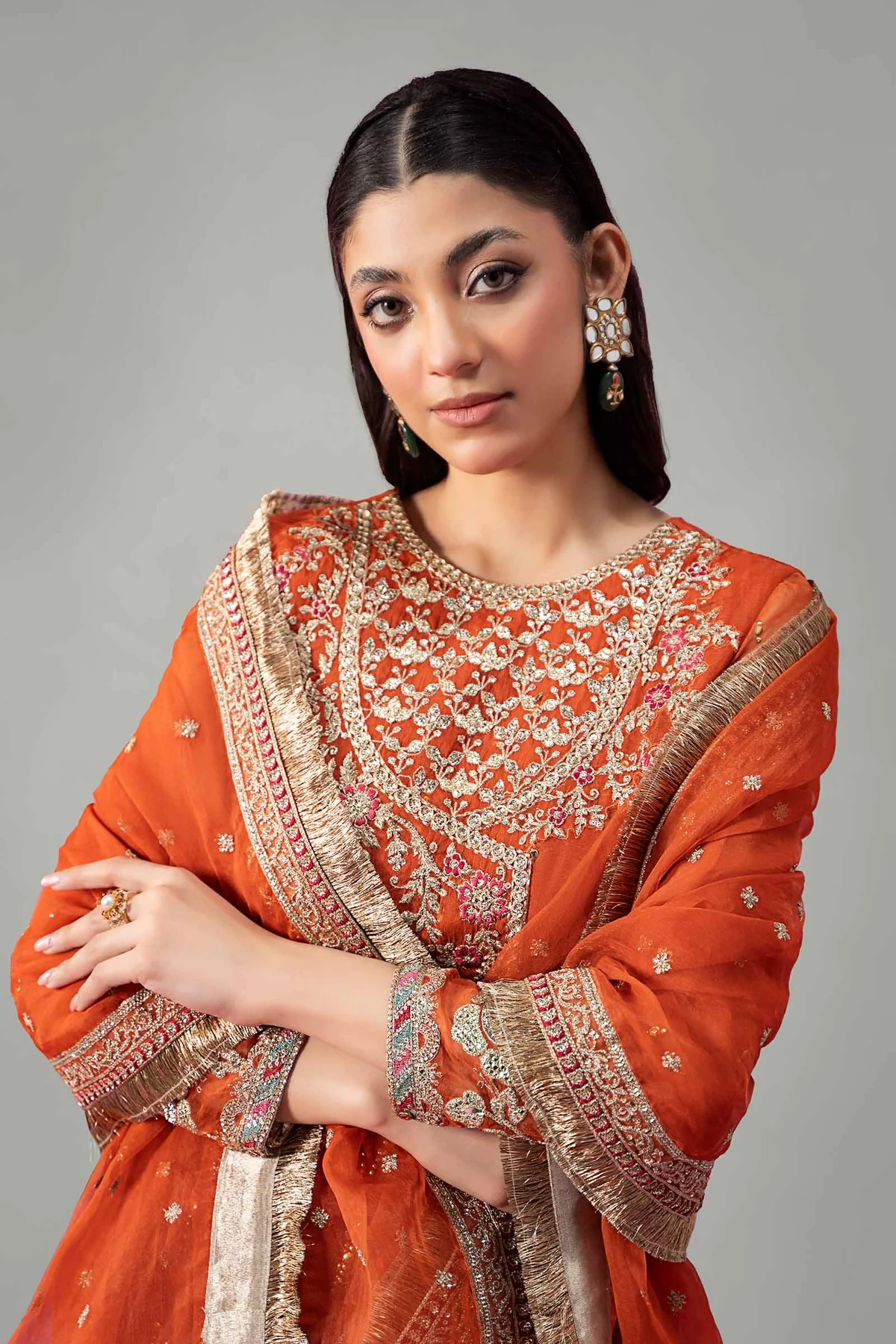 3 Piece Embroidered Organza Suit | SF-W24-19 - Image 2