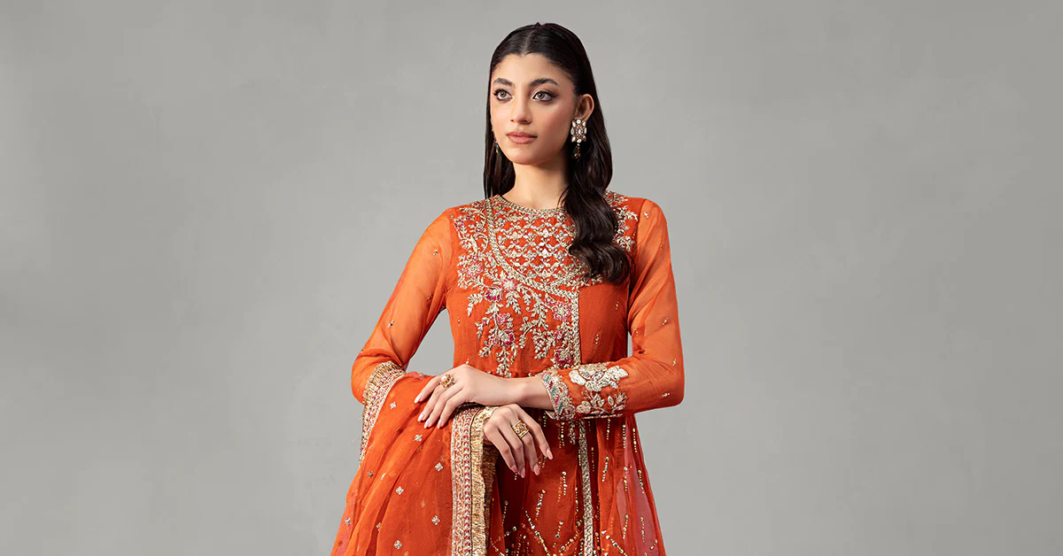 3 Piece Embroidered Organza Suit | SF-W24-19 - Image 6
