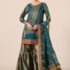 3 Piece Embroidered Raw Silk Suit | SF-W24-25