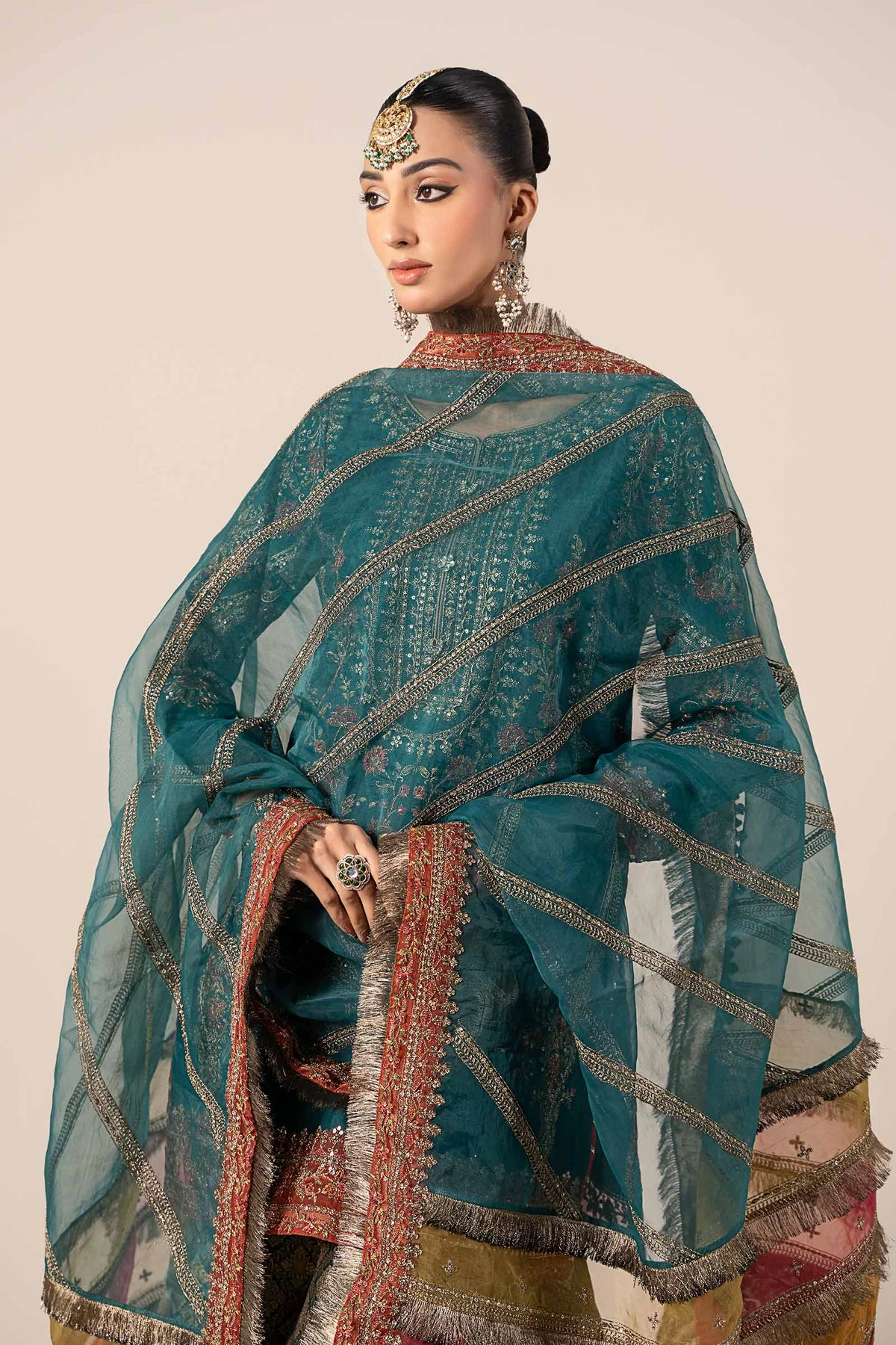 3 Piece Embroidered Raw Silk Suit | SF-W24-25 - Image 2