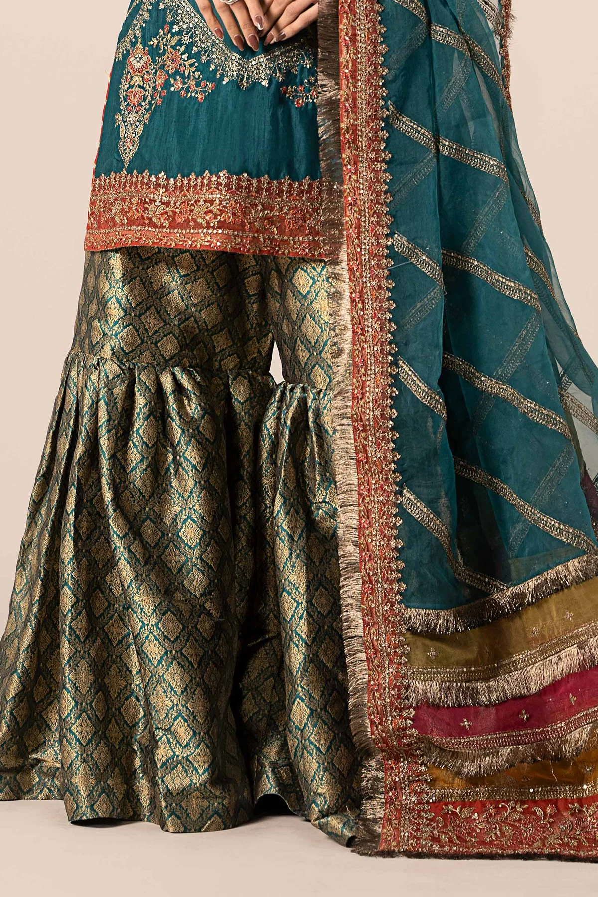 3 Piece Embroidered Raw Silk Suit | SF-W24-25 - Image 7