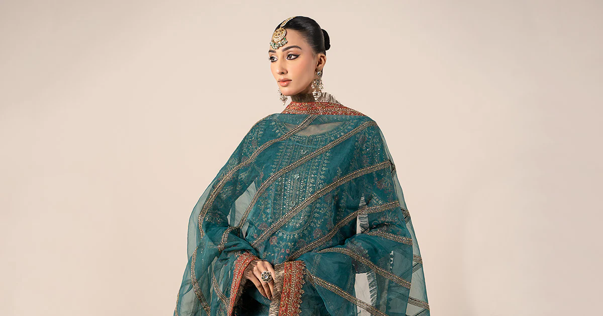 3 Piece Embroidered Raw Silk Suit | SF-W24-25 - Image 9