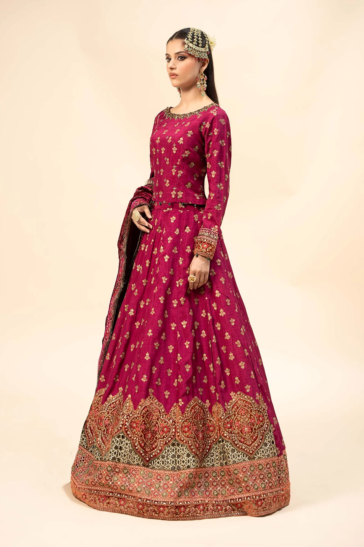 3 Piece Embroidered Raw Silk Suit | SF-W24-26 - Image 3