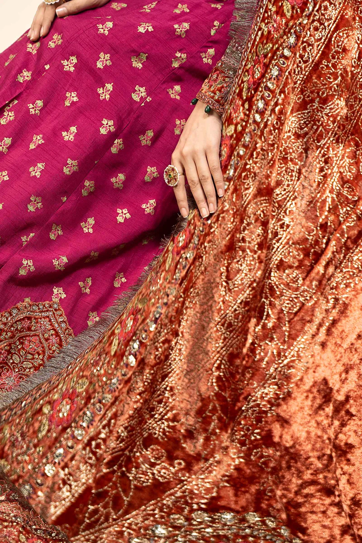 3 Piece Embroidered Raw Silk Suit | SF-W24-26 - Image 4