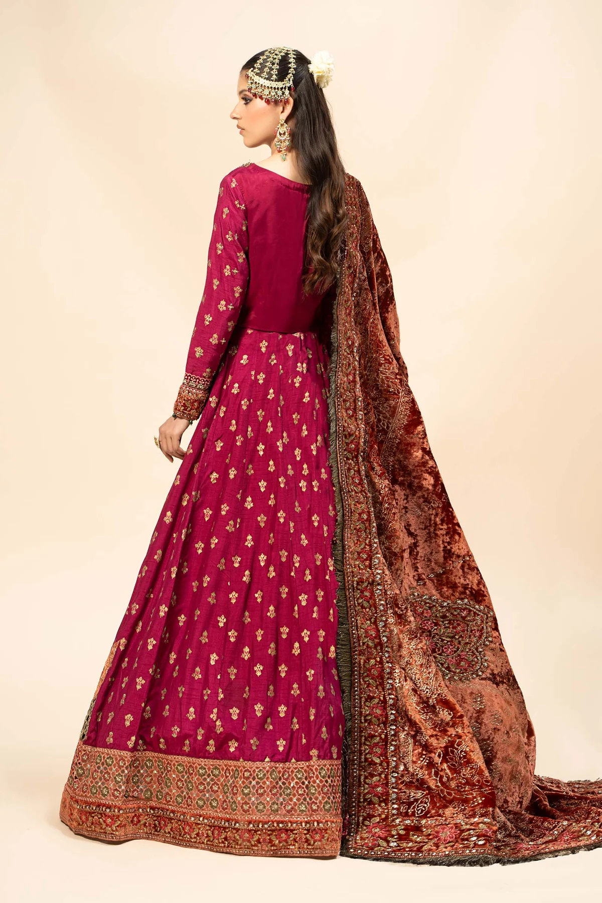 3 Piece Embroidered Raw Silk Suit | SF-W24-26 - Image 5