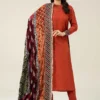 3 Piece Embroidered Raw Silk Suit | SF-W24-30