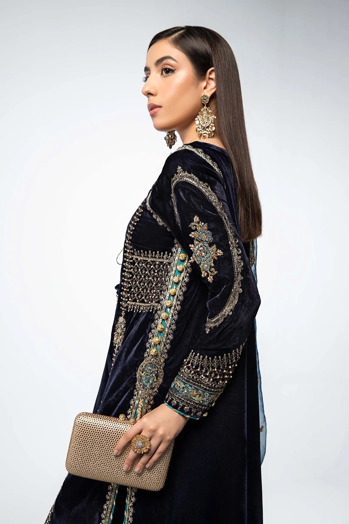 3 Piece Embroidered Velvet Suit | SF-W24-34 - Image 3