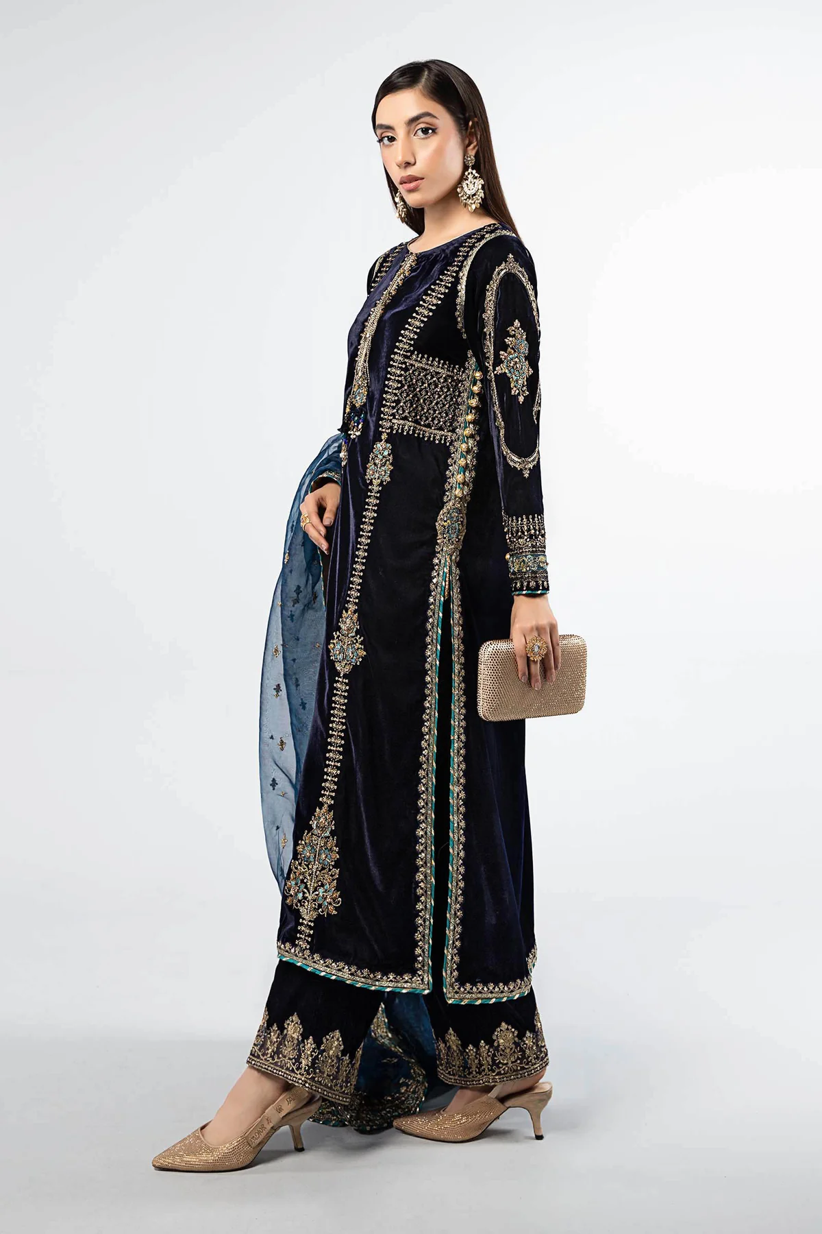 3 Piece Embroidered Velvet Suit | SF-W24-34 - Image 4