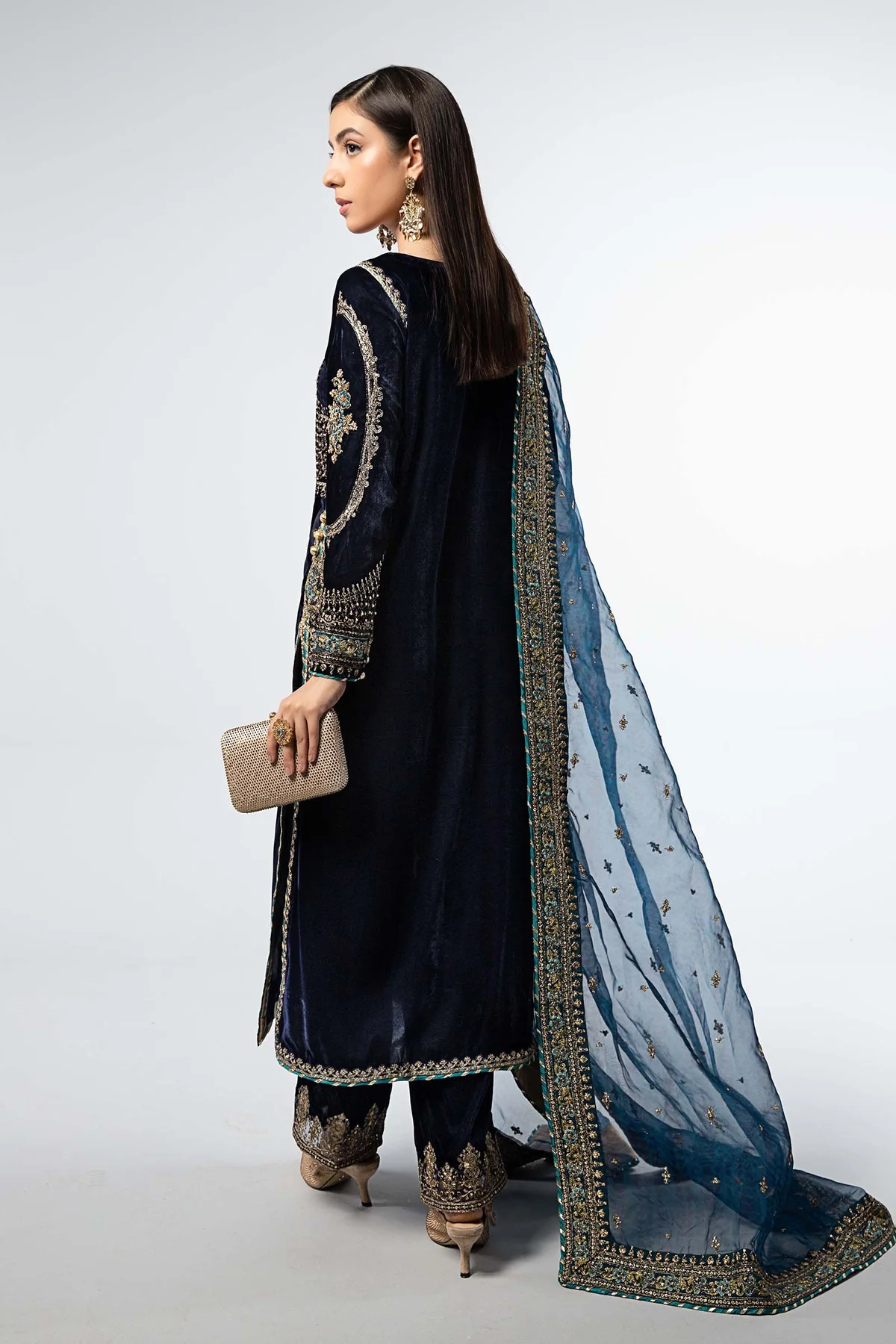 3 Piece Embroidered Velvet Suit | SF-W24-34 - Image 5
