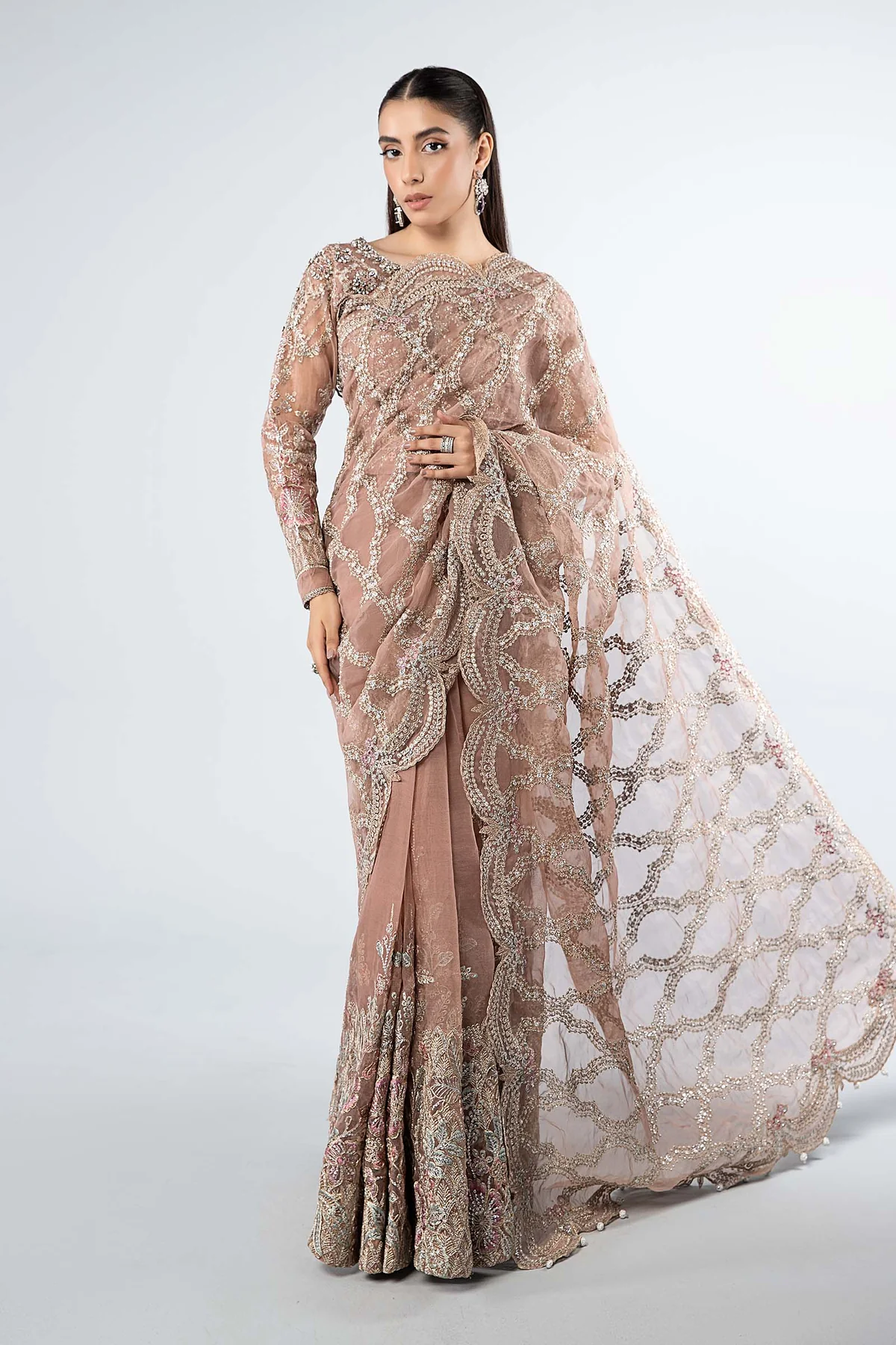 Embroidered Organza Saree | SF-W24-61 - Image 5