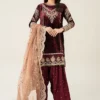 3 Piece Embroidered Velvet Suit | SF-W24-80