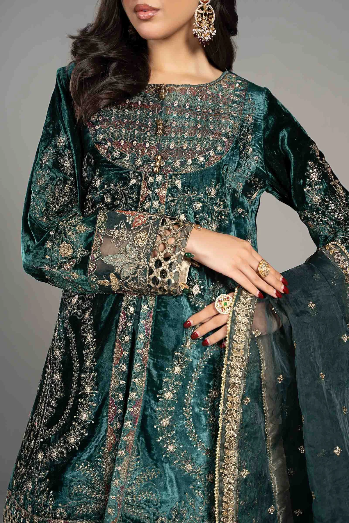 3 Piece Embroidered Velvet Suit | SF-W24-87 - Image 3