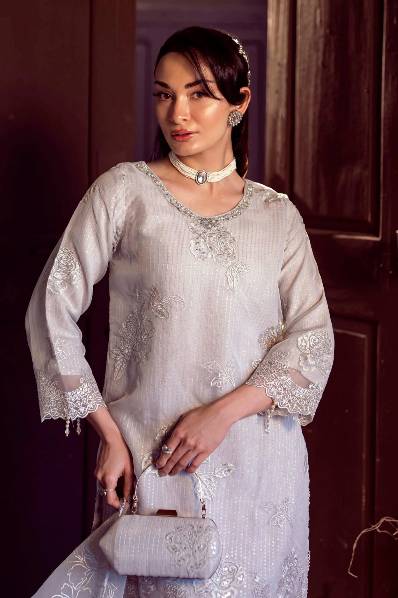 Sitara By Guzel Stitched 3 Piece Festive Formals With Hand Clutch Collection-04-Gulrukh - Image 2