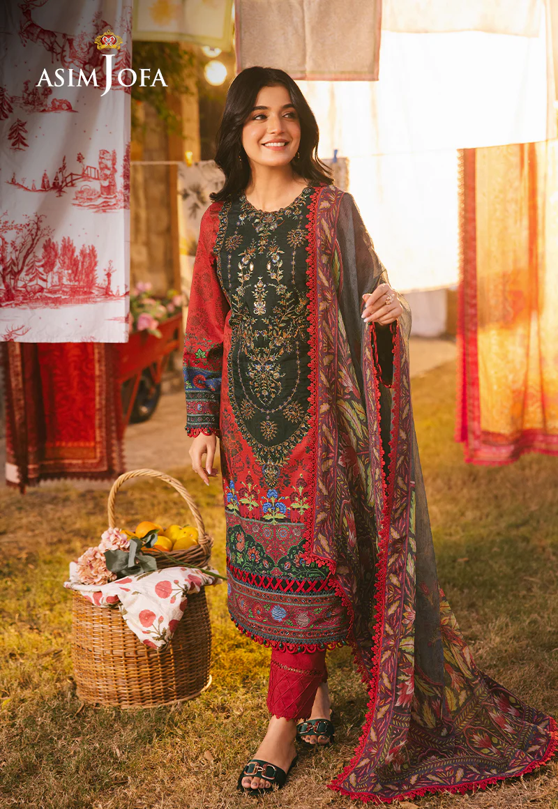 AJUBJ-06 PRINTED EMBROIDERED LAWN 3 PC - Image 7