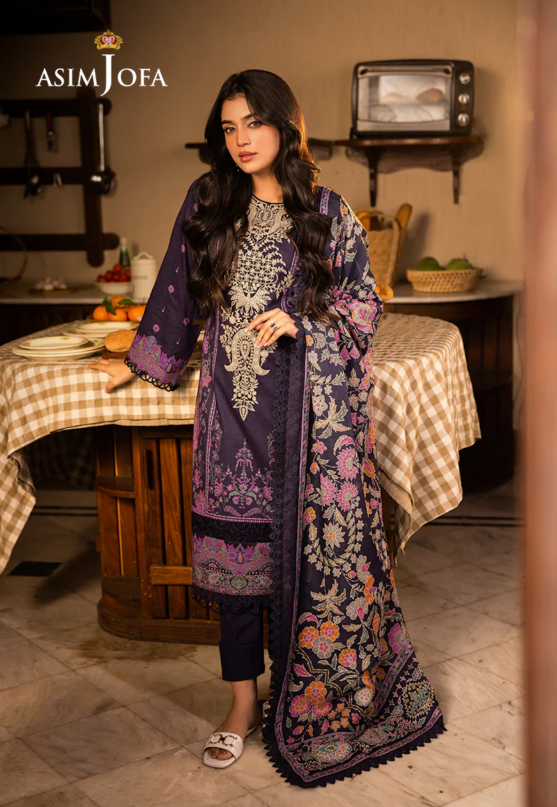 AJUBJ-07 PRINTED EMBROIDERED LAWN 3 PC - Image 3