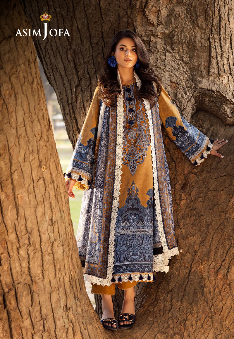 AJUBJ-10 PRINTED EMBROIDERED LAWN 3 PC - Image 5
