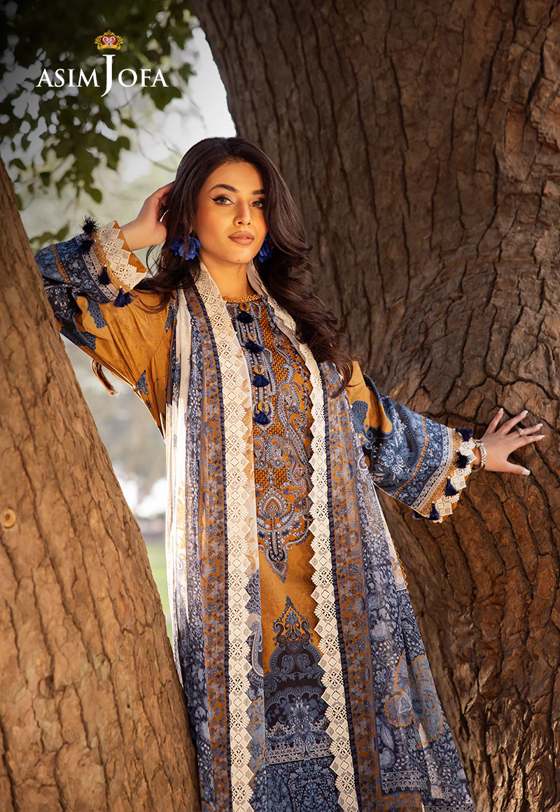 AJUBJ-10 PRINTED EMBROIDERED LAWN 3 PC - Image 6