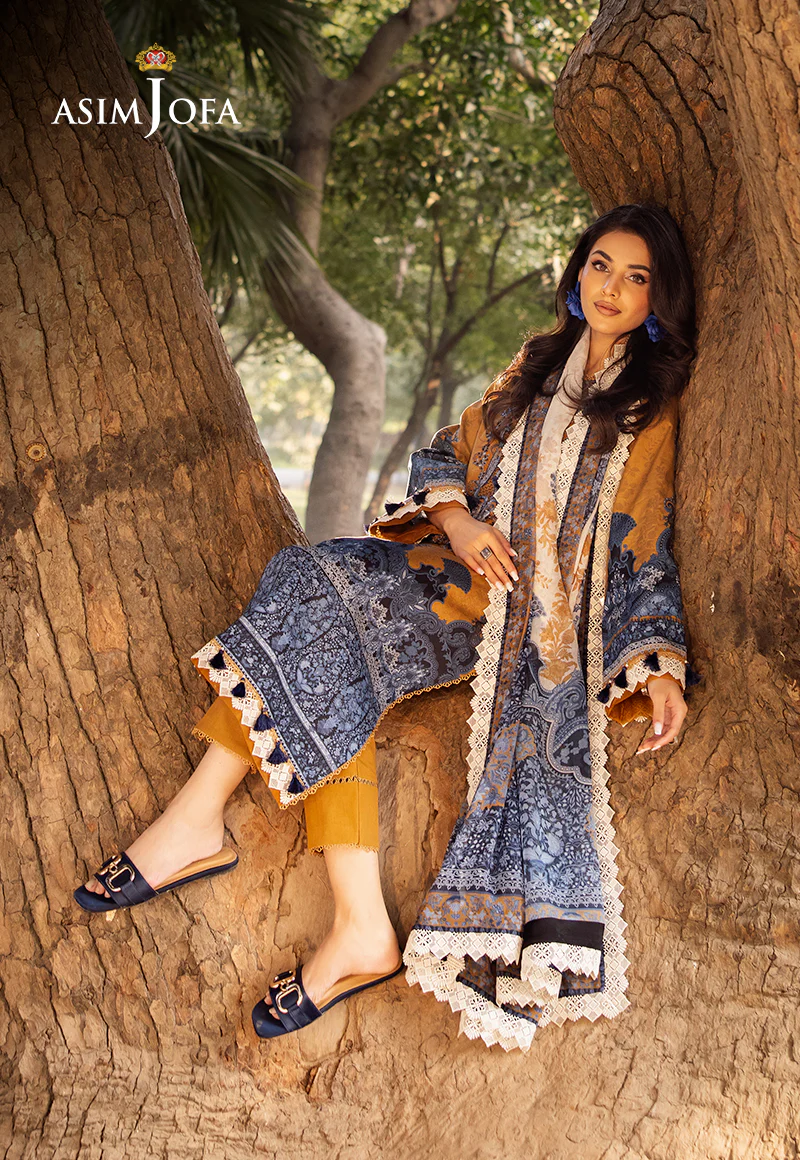 AJUBJ-10 PRINTED EMBROIDERED LAWN 3 PC - Image 7