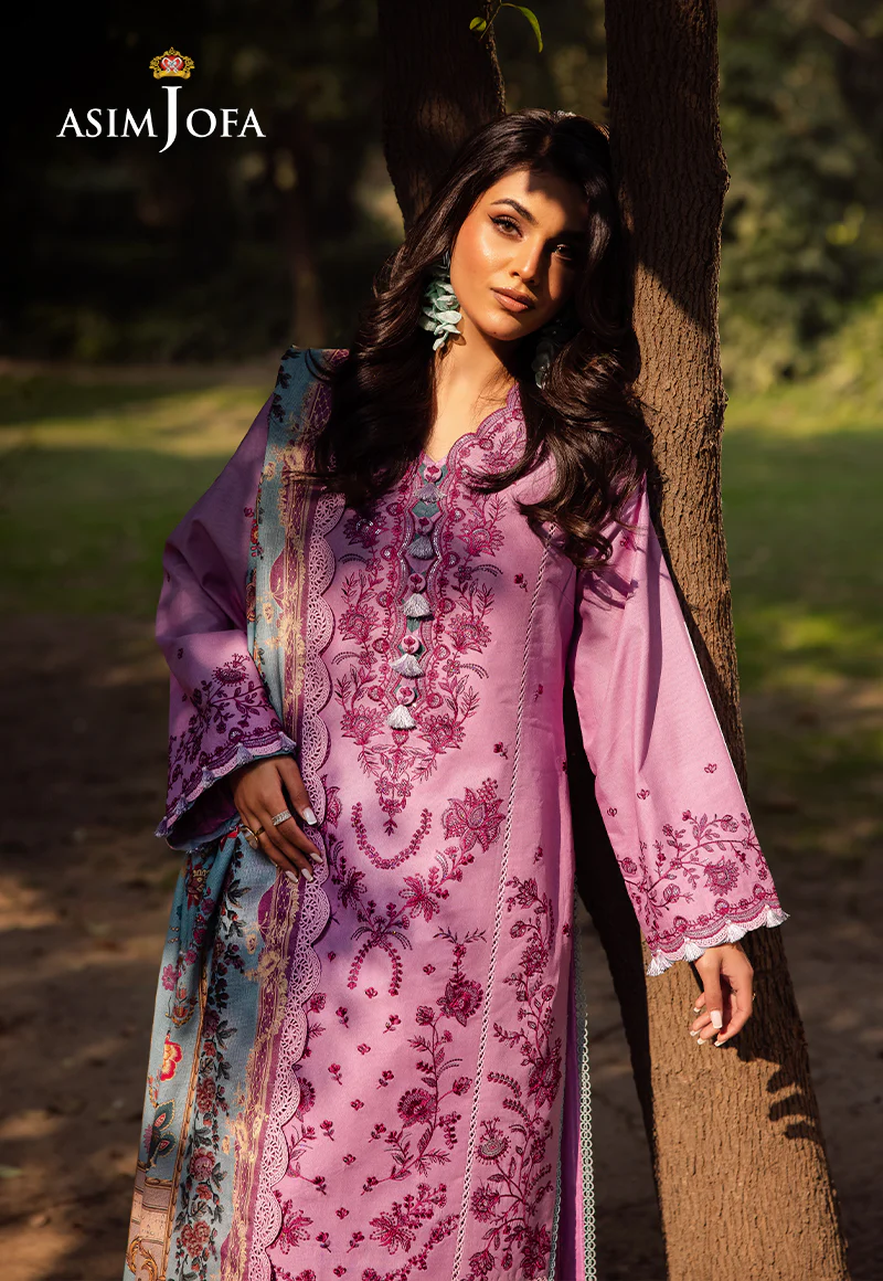 AJUBJ-13 PRINTED EMBROIDERED LAWN 3 PC - Image 3