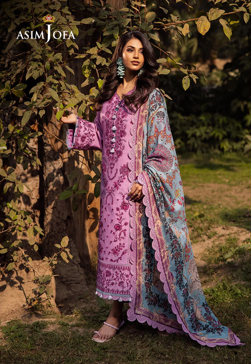 AJUBJ-13 PRINTED EMBROIDERED LAWN 3 PC - Image 4