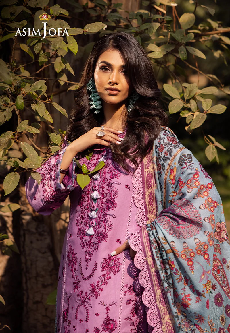 AJUBJ-13 PRINTED EMBROIDERED LAWN 3 PC - Image 5