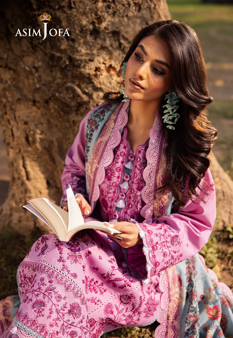 AJUBJ-13 PRINTED EMBROIDERED LAWN 3 PC - Image 6