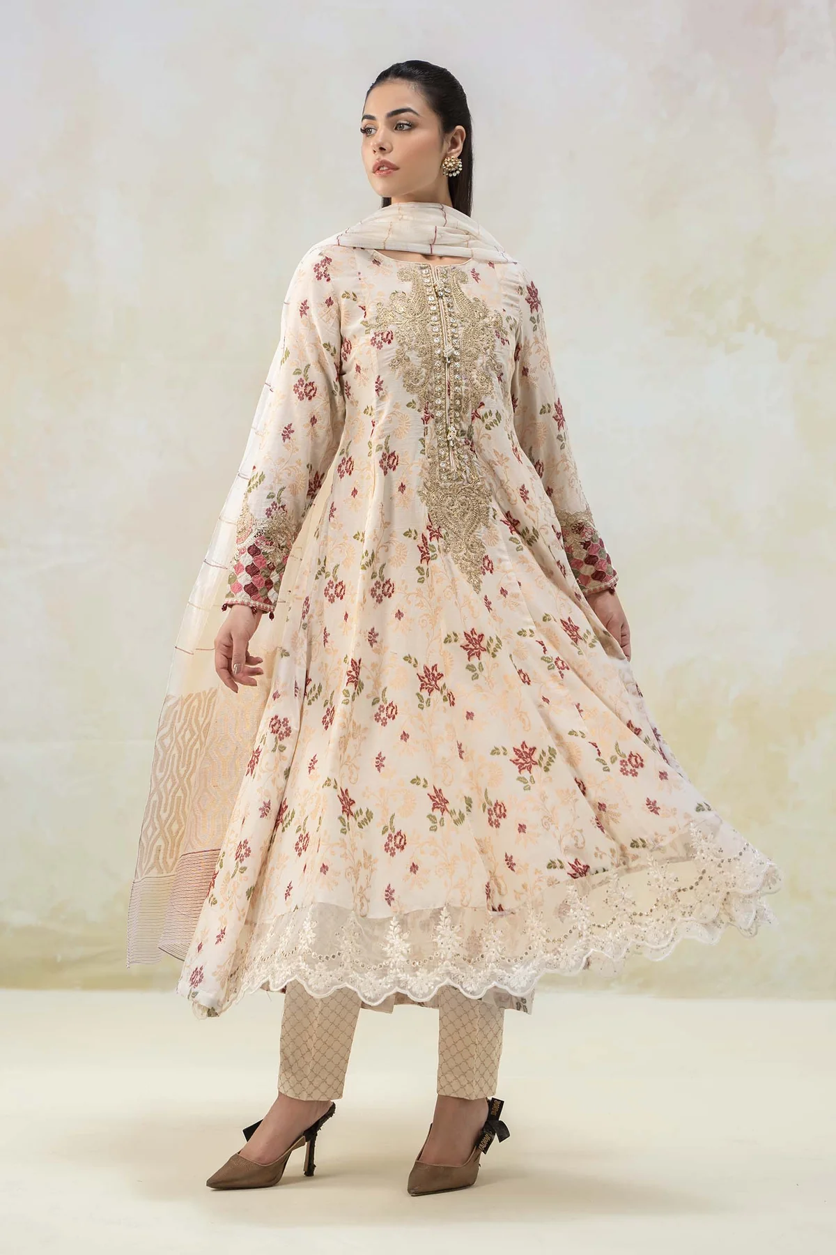 3 Piece Embroidered Suit | DW-EF22-23R1 - Image 4