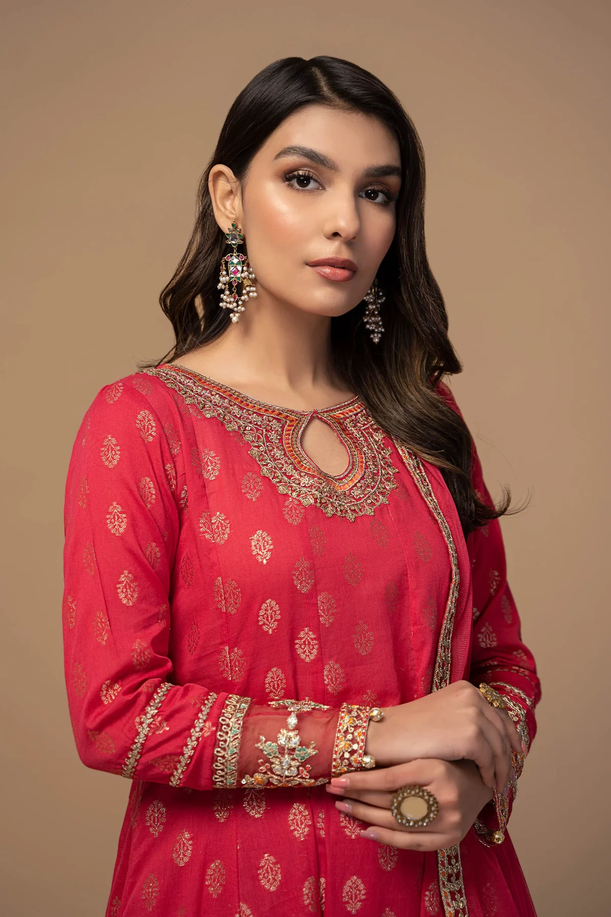 3 Piece Embroidered Suit | DW-EF23-16R1 - Image 2