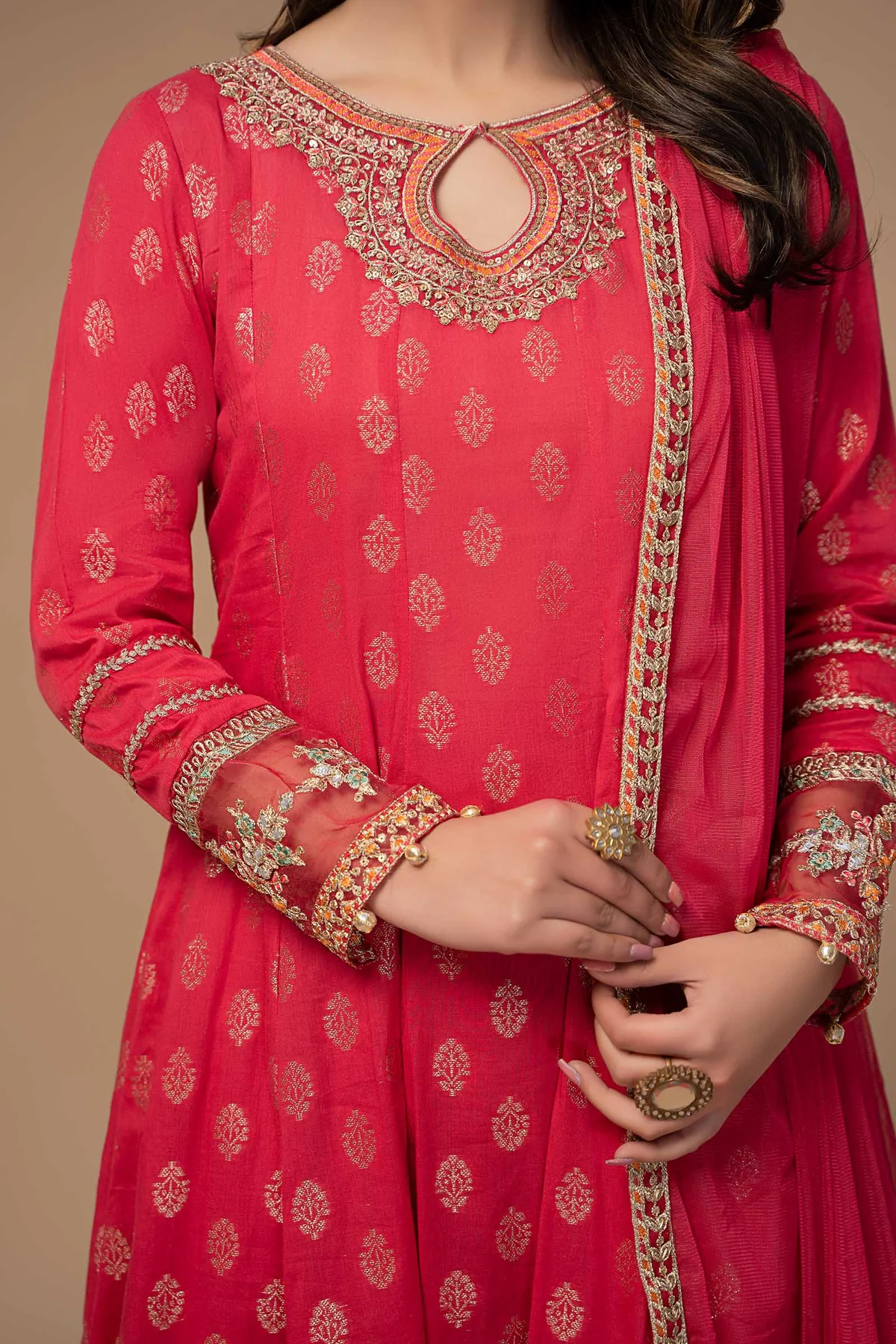 3 Piece Embroidered Suit | DW-EF23-16R1 - Image 3